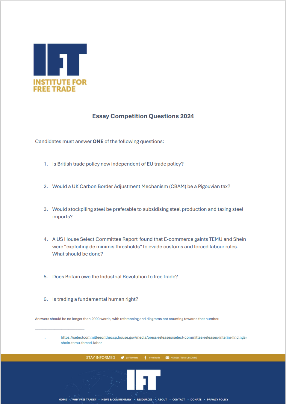 2024 Essay Competition Question Paper