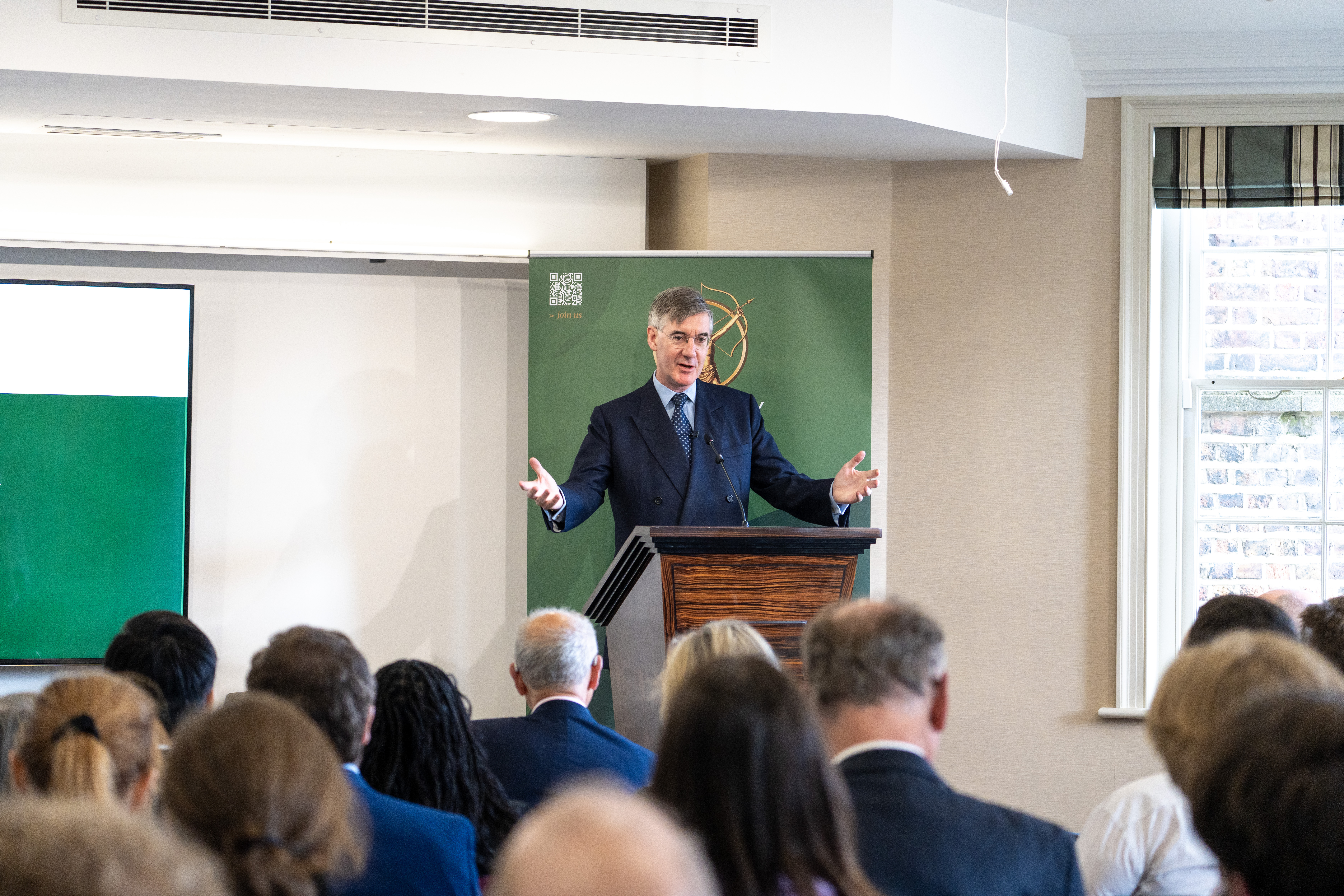 The opener: Sir Jacob Rees Mogg addresses the conference